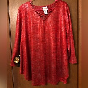 Ruby Rd Metallic Red Blouse